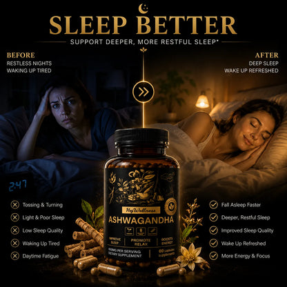 Ashwagandha supplement helping improve sleep quality and support restful sleep