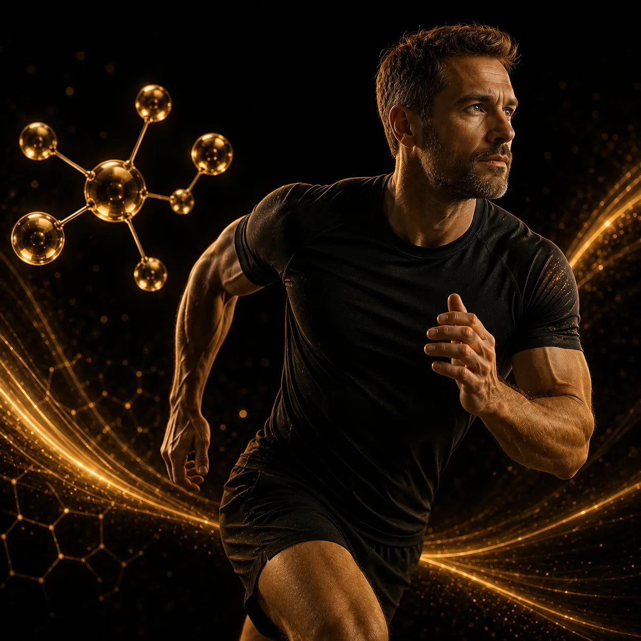 Active adult supporting muscle recovery cellular energy and healthy aging